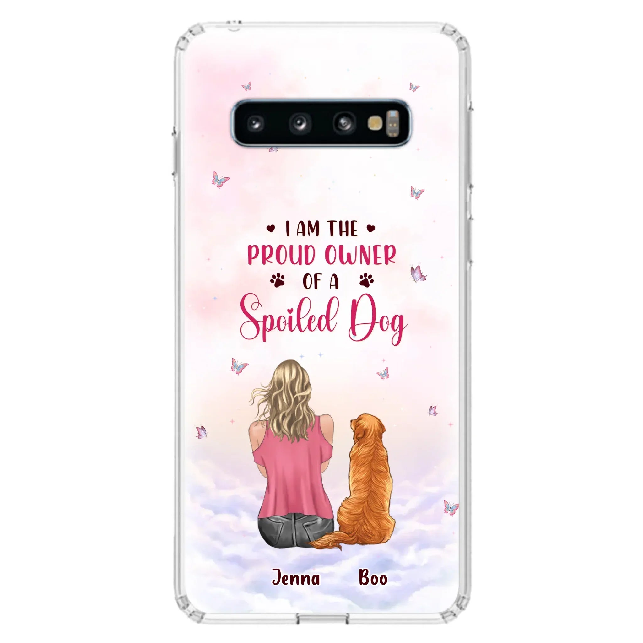 Custom Personalized Dog Mom Phone Case - Upto 5 Dogs - Gift Idea For Dog Lovers - I Am The Proud Owner Of A Spoiled Dog - Case for iPhone/Samsung