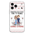 Custom Personalized Chibi Couple Phone Case - Best Gift Idea For Couple/Husband/Father's Day - Annoying Each Other For 15 Years And Still Going Strong - Case For iPhone/Samsung