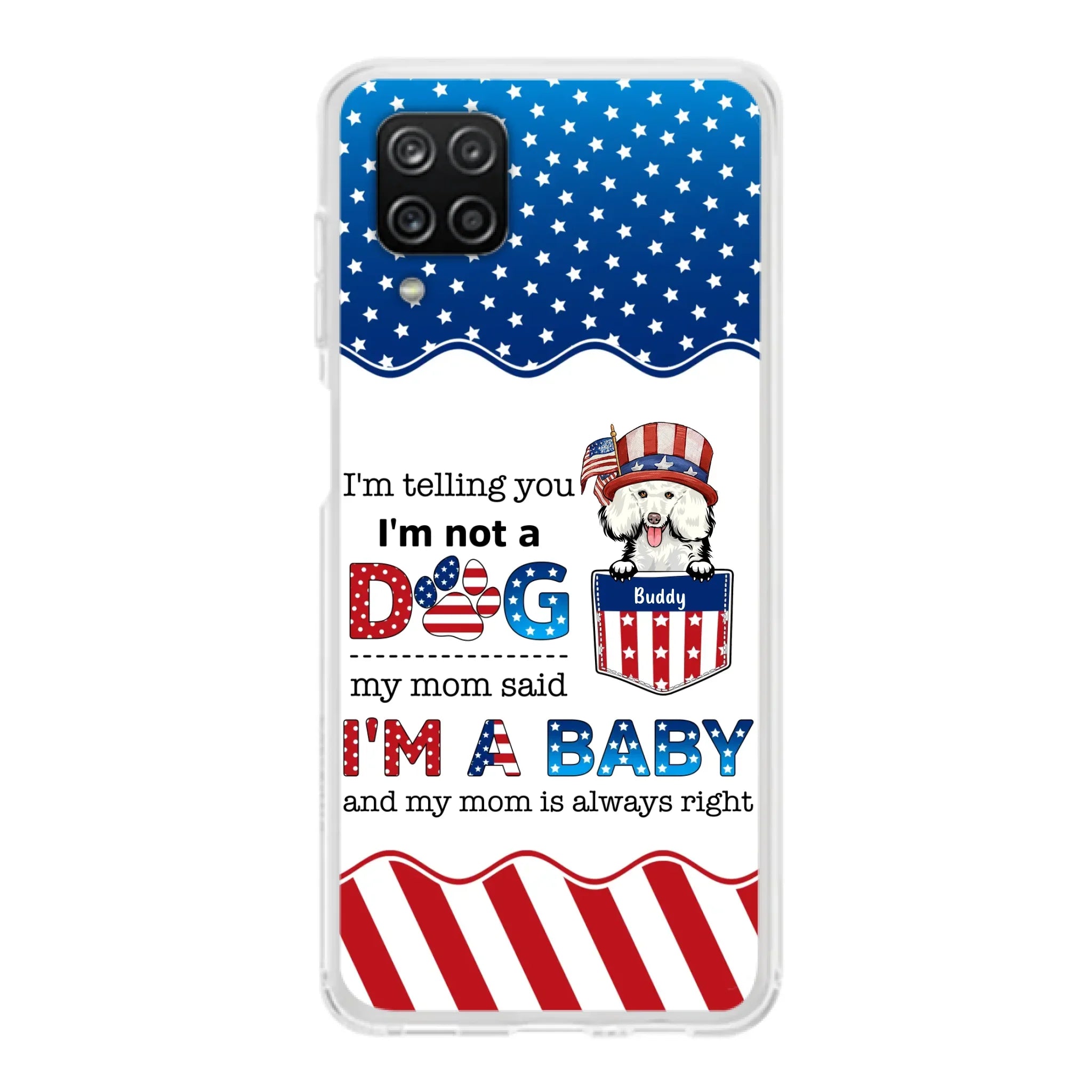 Custom Personalized Pet Phone Case - Independence Day Gift Idea for Dog/Cat Owners - I'm Telling You I'm Not A Dog - Case for iPhone/Samsung