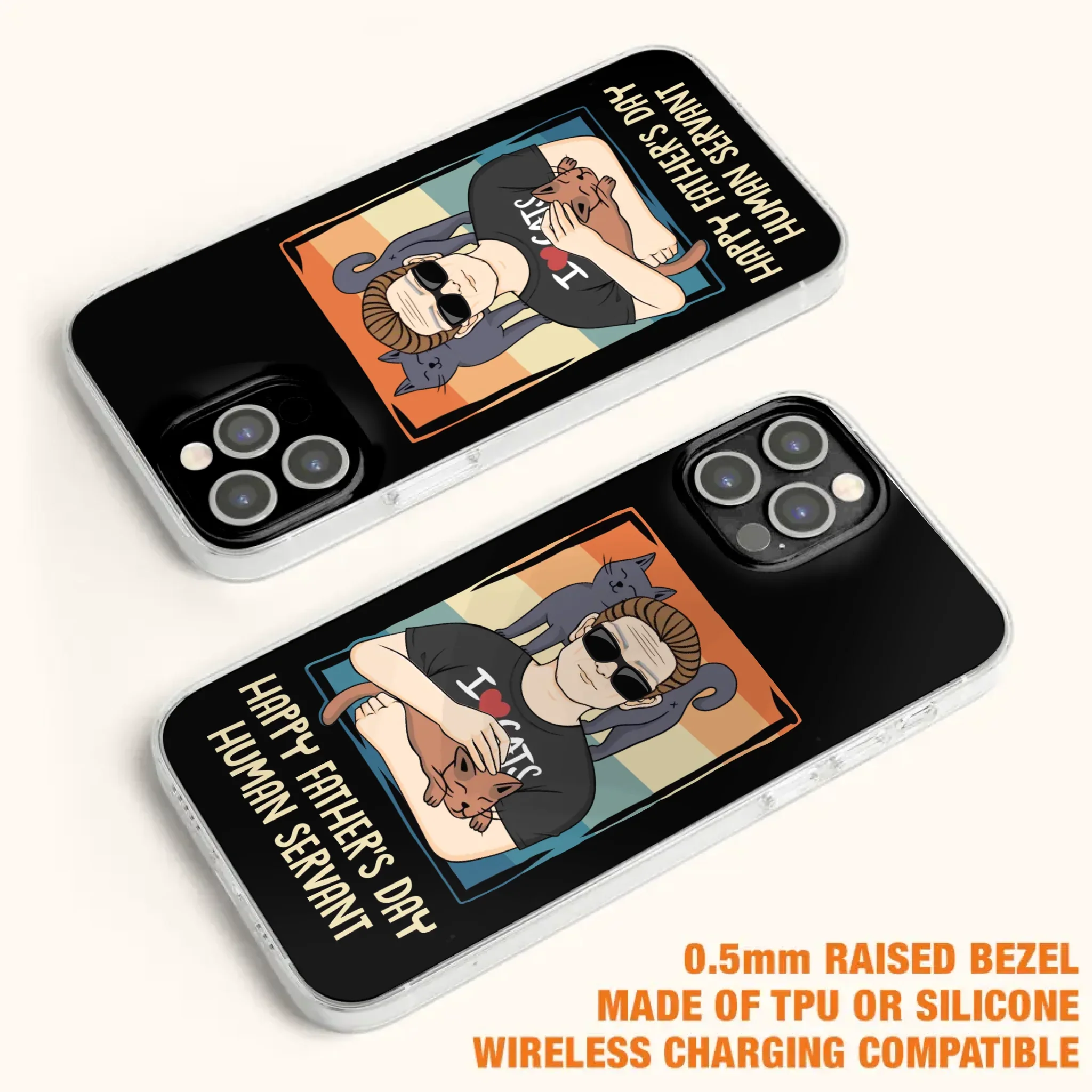 Personalized Cat Mom/ Dad iPhone/ Samsung Case - Gift Idea For Cat Lovers/ Father's Day/ Birthday - Happy Father's Day Human Servant