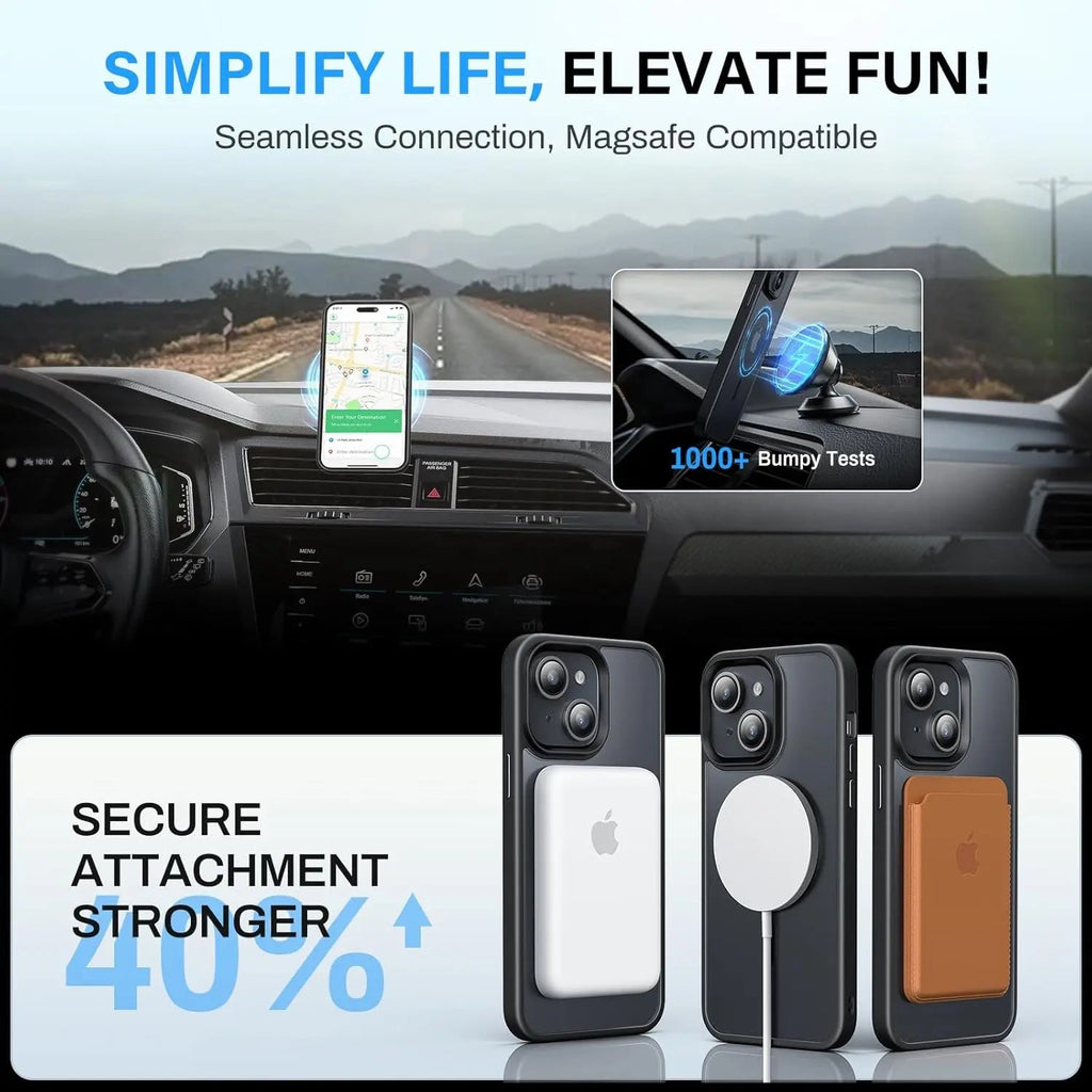Entronix [Magnetic] Case Compatible with iPhone 15 - Translucent Frosted Matte