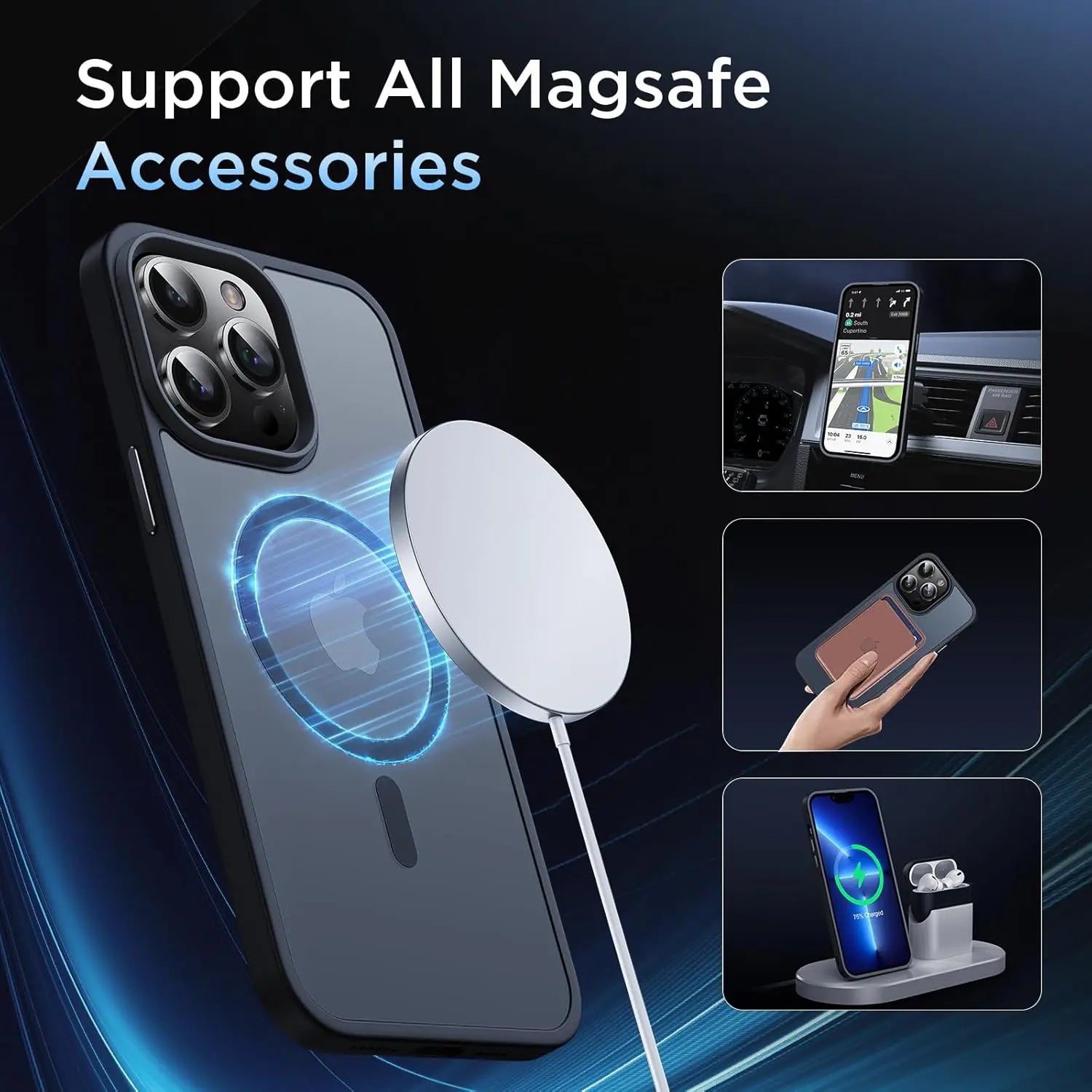 Entronix [Magnetic] Case Compatible with iPhone 14 Pro Max - Translucent Frosted Matte