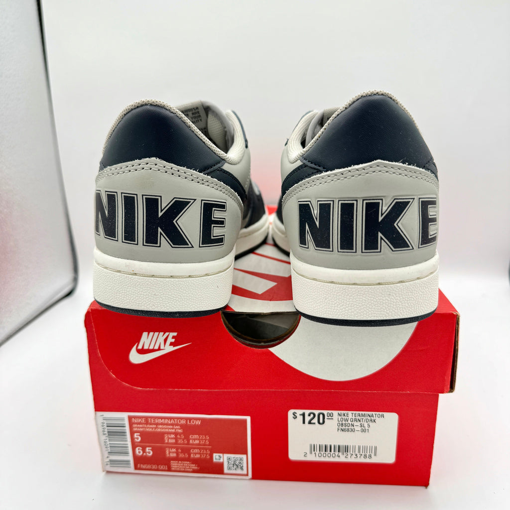 Nike Terminator Low Shoes Granite Grey Dark Obsidian Sail Navy Blue UNISEX