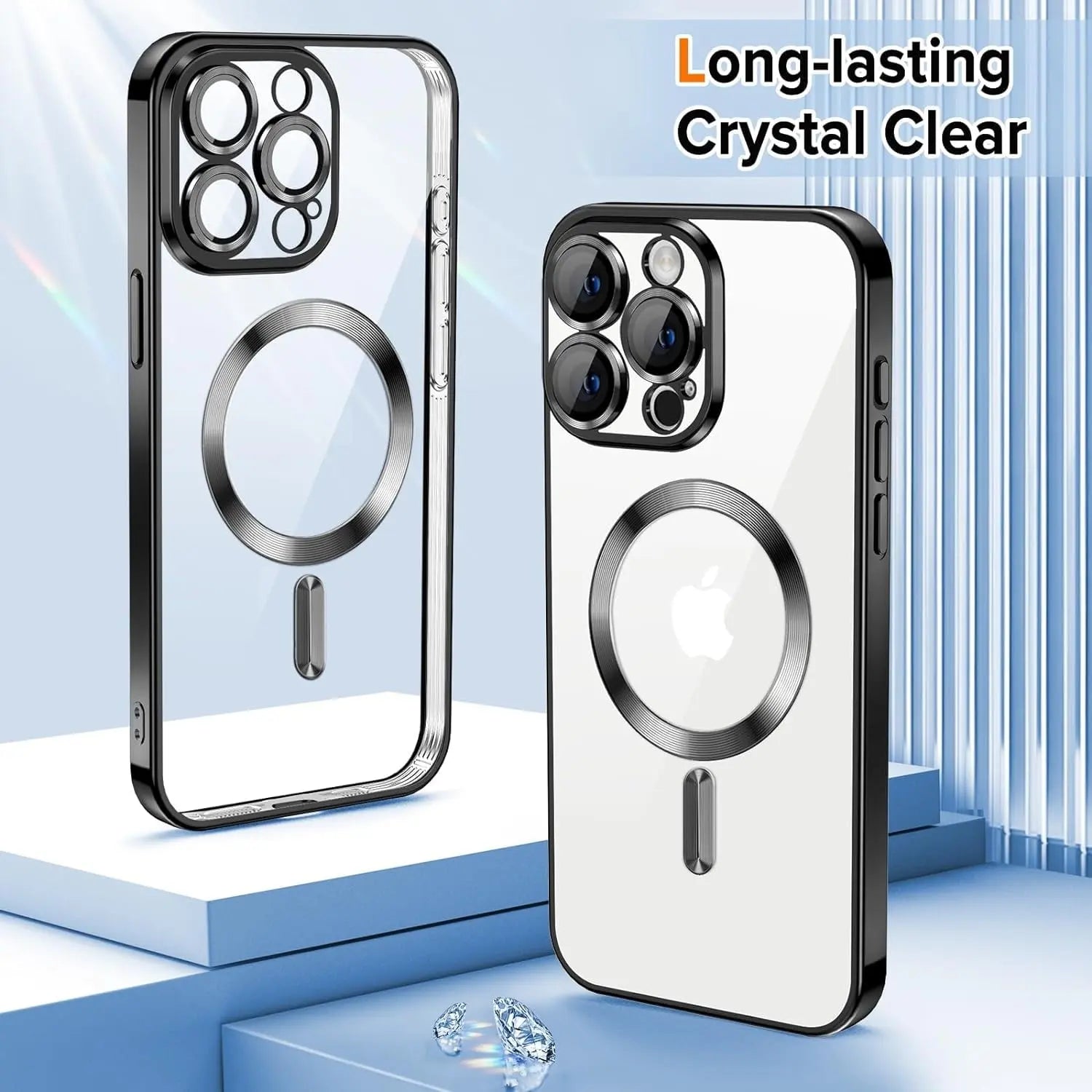 Entronix [Magnetic] Case Compatible with iPhone 15 Pro Max - [Clear Back] Luxury Glossy Cover