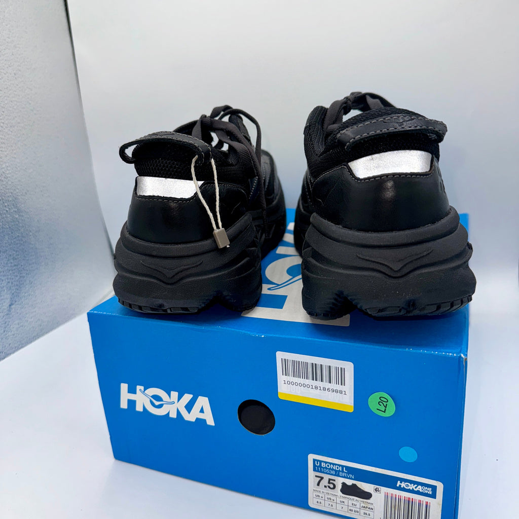 Hoka Bondi Leather L U Unisex Black Raven Sneakers All Gender BRVN