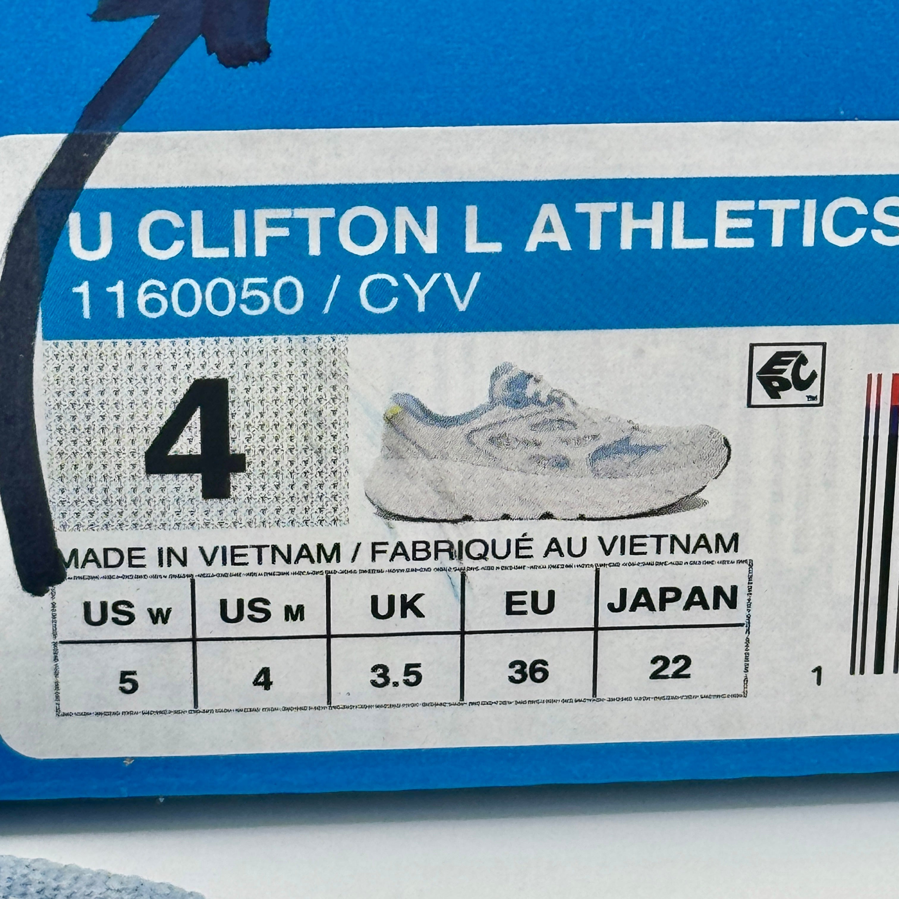Hoka Clifton L Leather in Cosmic Grey / Varsity Navy Blue Unisex All Gender