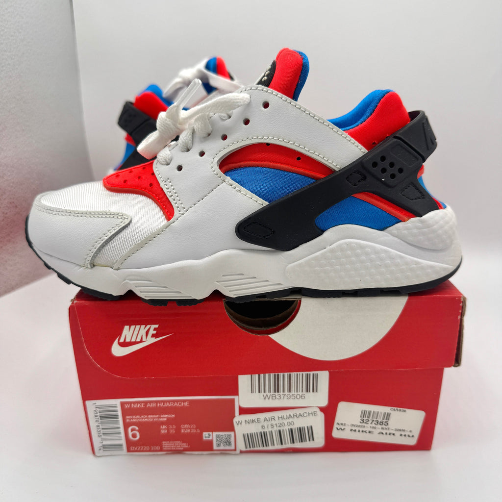 Nike Hurache Women’s Sneakers in White Bright Crimson / Photo Blue / Black