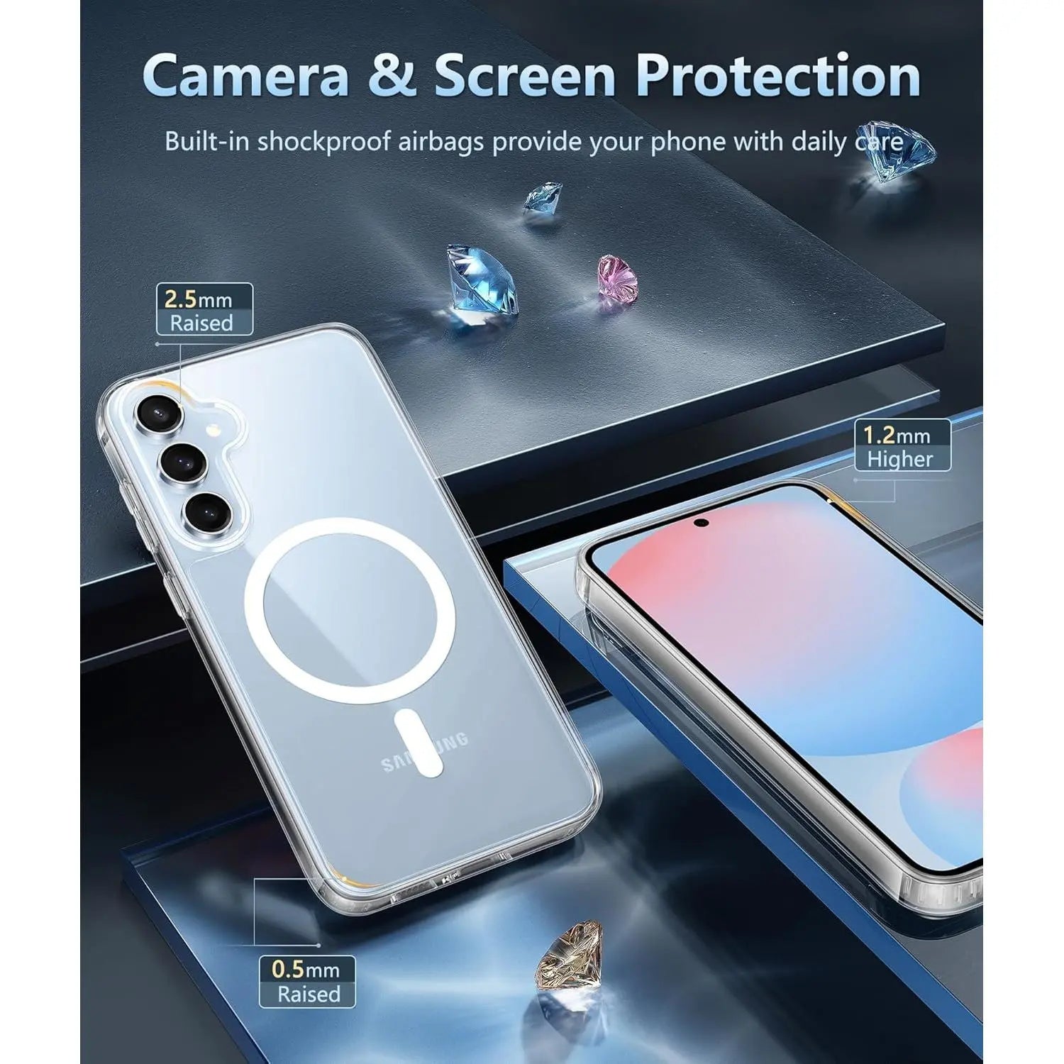 Entronix [Magnetic] Case Compatible with Galaxy S24 Ultra - [Hard Back] Slim Clear