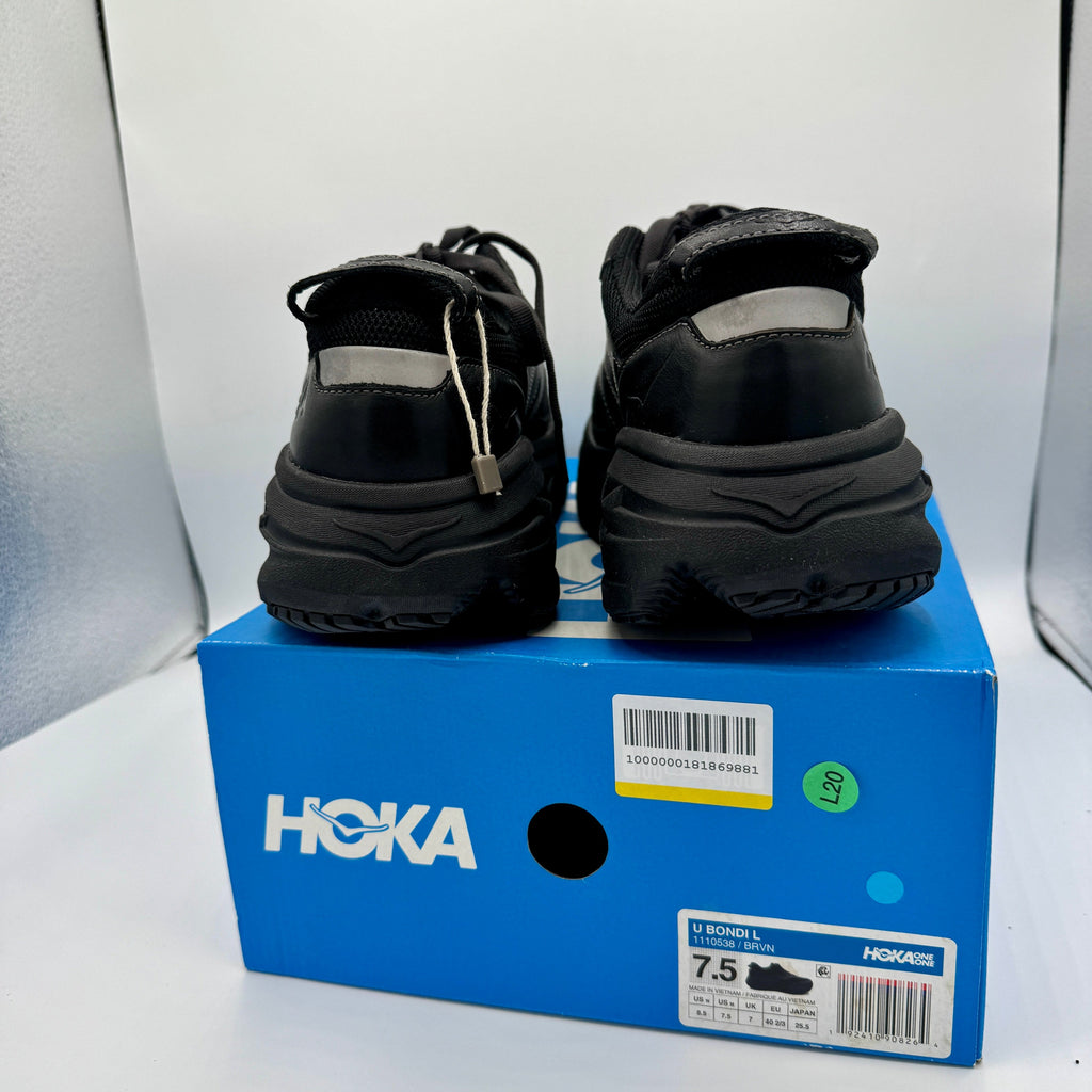 Hoka Bondi Leather L U Unisex Black Raven Sneakers All Gender BRVN