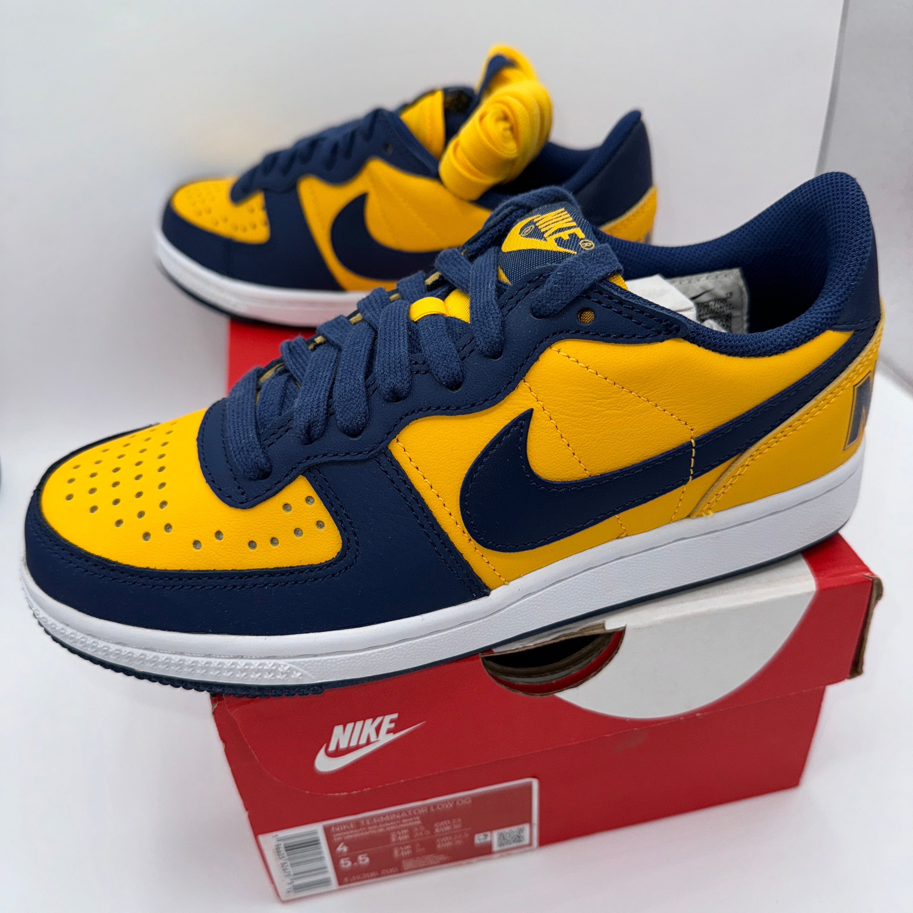 Nike Terminator Low in University Gold / Navy Blue “ Michigan “ Unisex Shoes