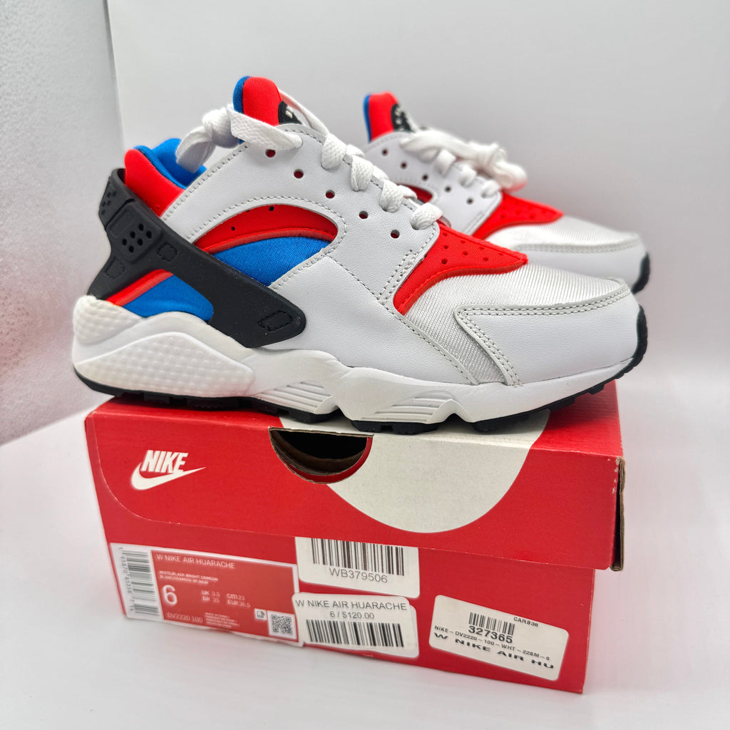 Nike Hurache Women’s Sneakers in White Bright Crimson / Photo Blue / Black
