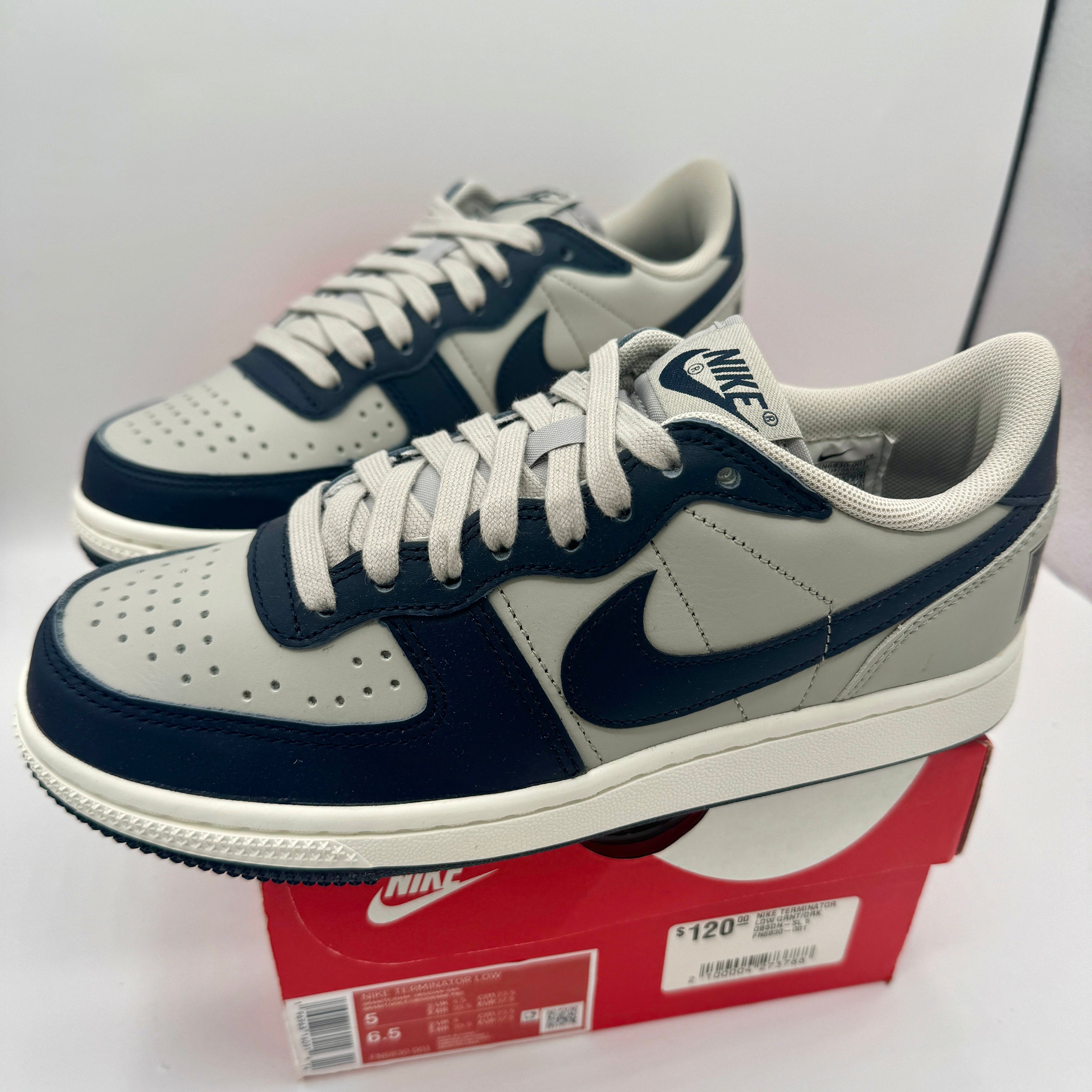 Nike Terminator Low Shoes Granite Grey Dark Obsidian Sail Navy Blue UNISEX