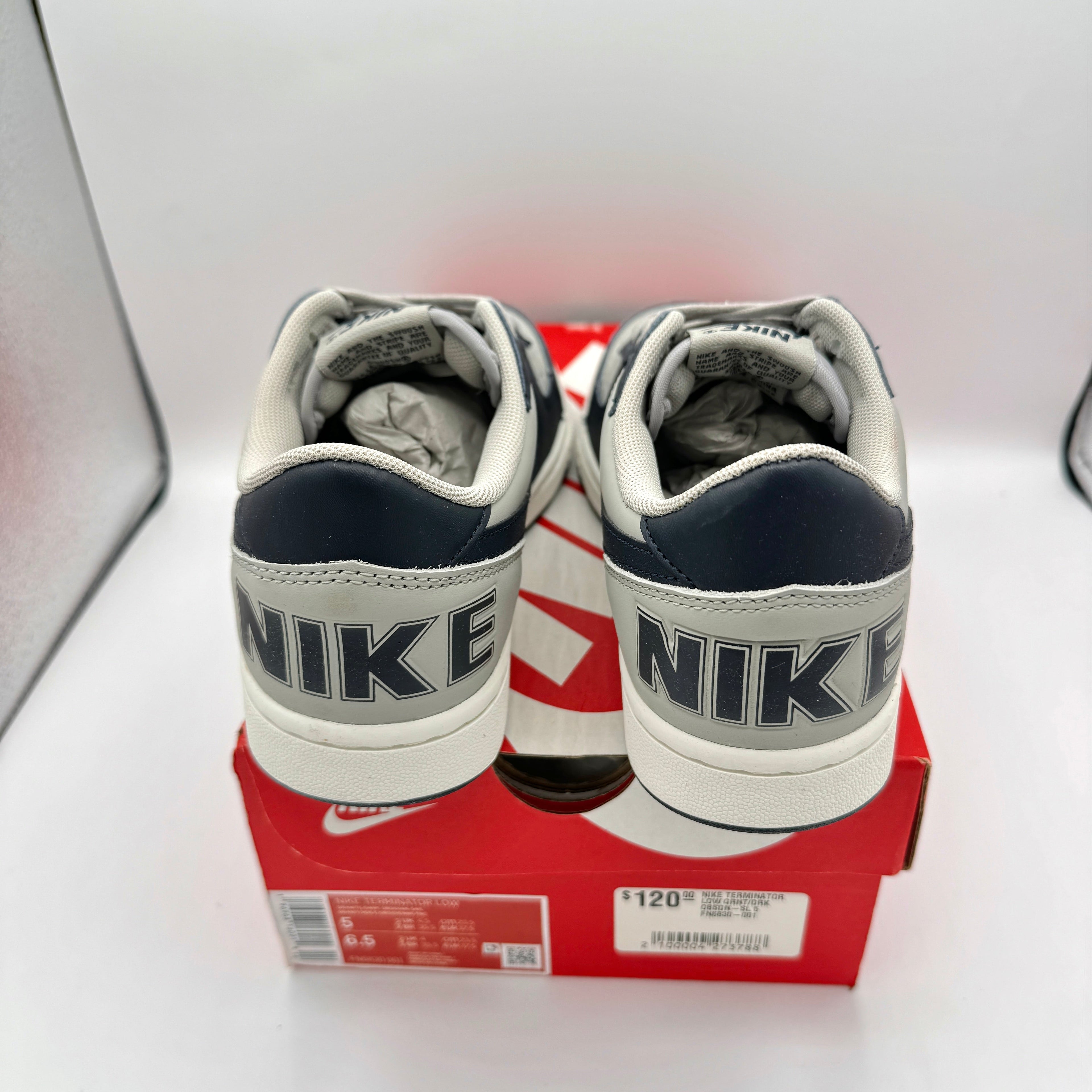 Nike Terminator Low Shoes Granite Grey Dark Obsidian Sail Navy Blue UNISEX