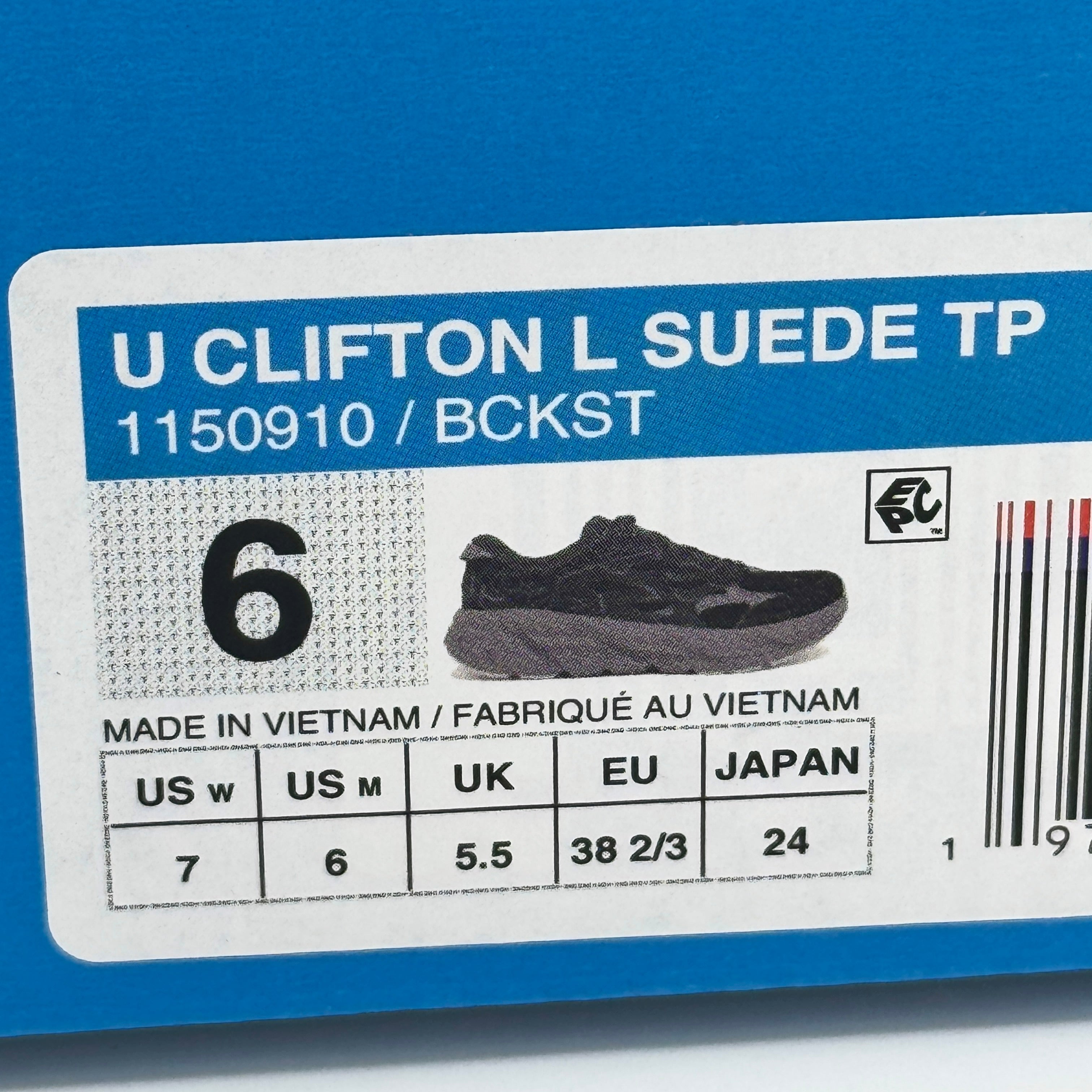 Hoka Clifton Elite Terrain System L Suede Leather Black Grey Unisex Sneakers