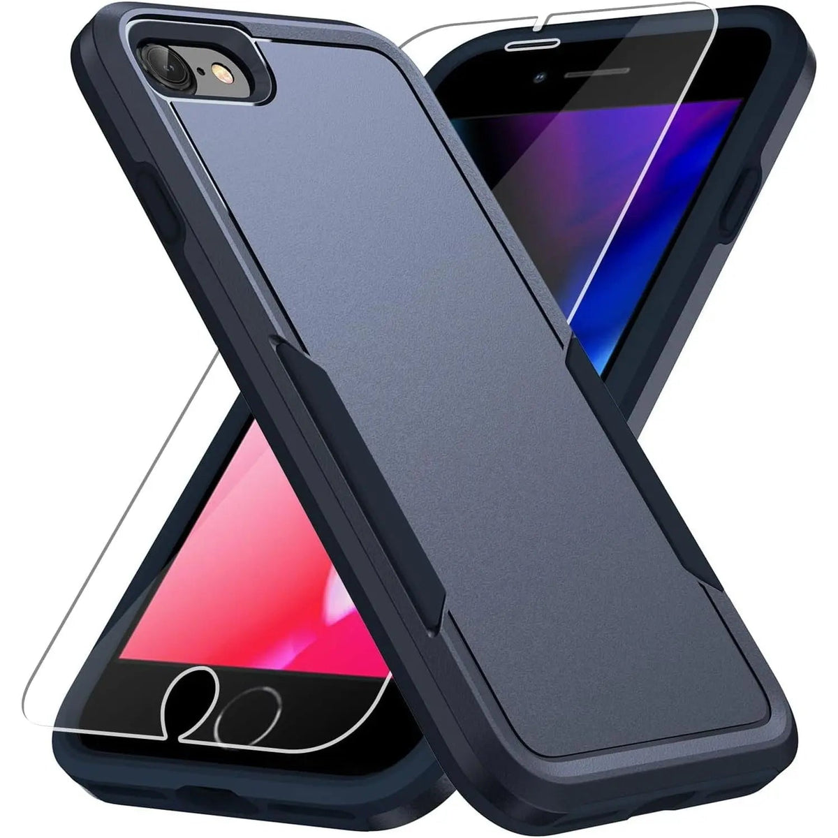 Entronix Bundle Compatible with iPhone 8/7/SE (2nd Gen) - Soft-Touch Dual-Layer Case & 1 Clear Screen Protector