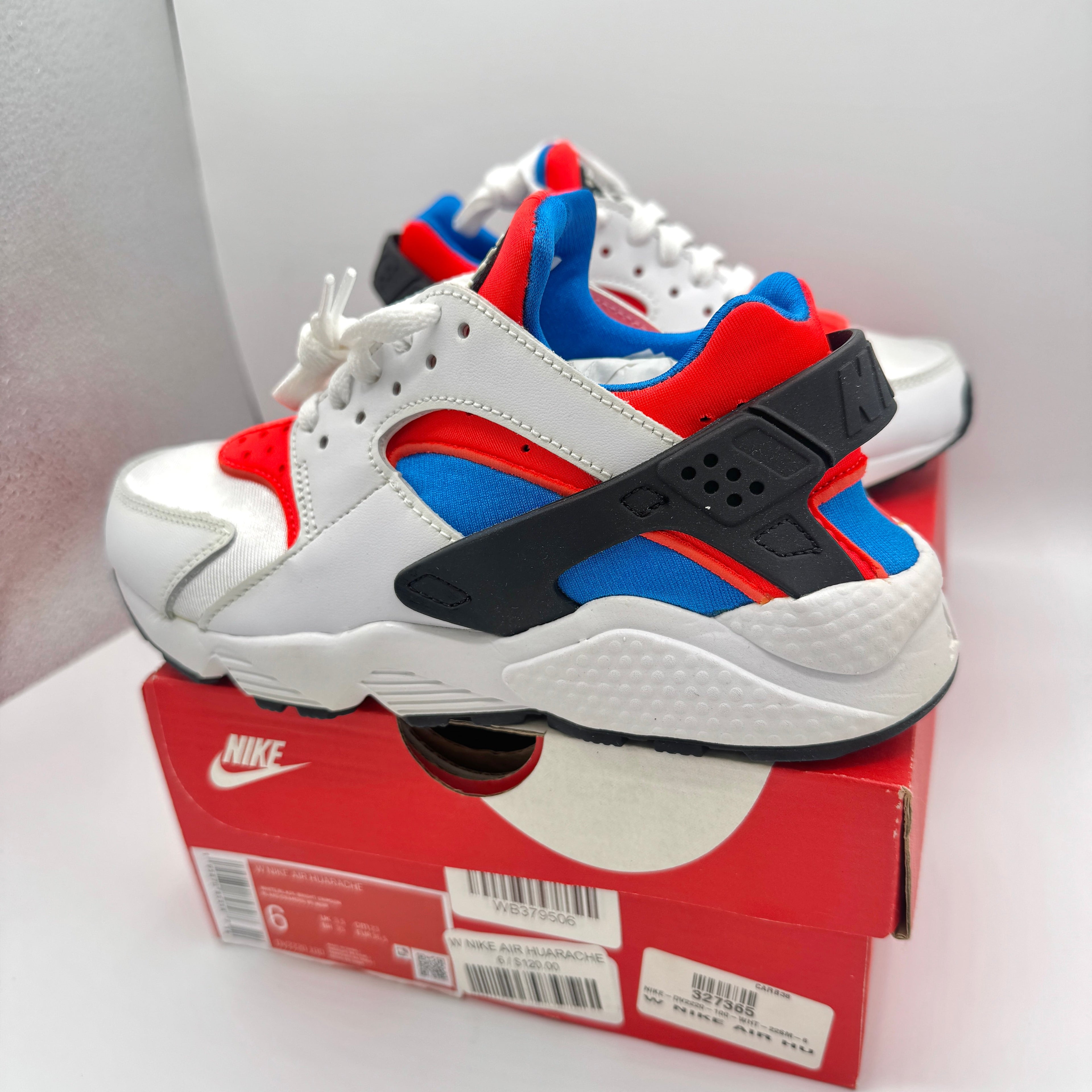Nike Hurache Women’s Sneakers in White Bright Crimson / Photo Blue / Black