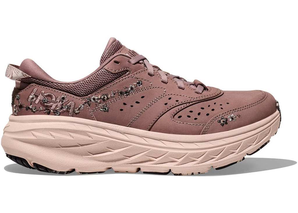 Hoka Bondi L Leather Embroidered Sneakers Unisex BP Vibrant Bloom