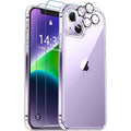 Entronix Bundle Compatible with iPhone 13 - [Hard Back] Clear Case, 2 Clear Screen Protector & 2 Camera Lens Protectors