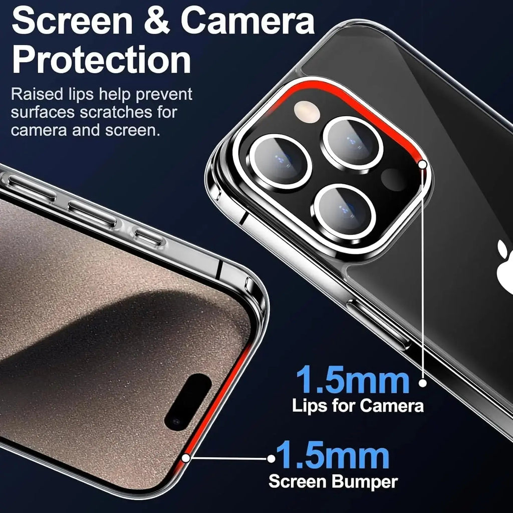Entronix Bundle Compatible with iPhone 15 - [Hard Back] Clear Case & 2 Clear Screen Protectors