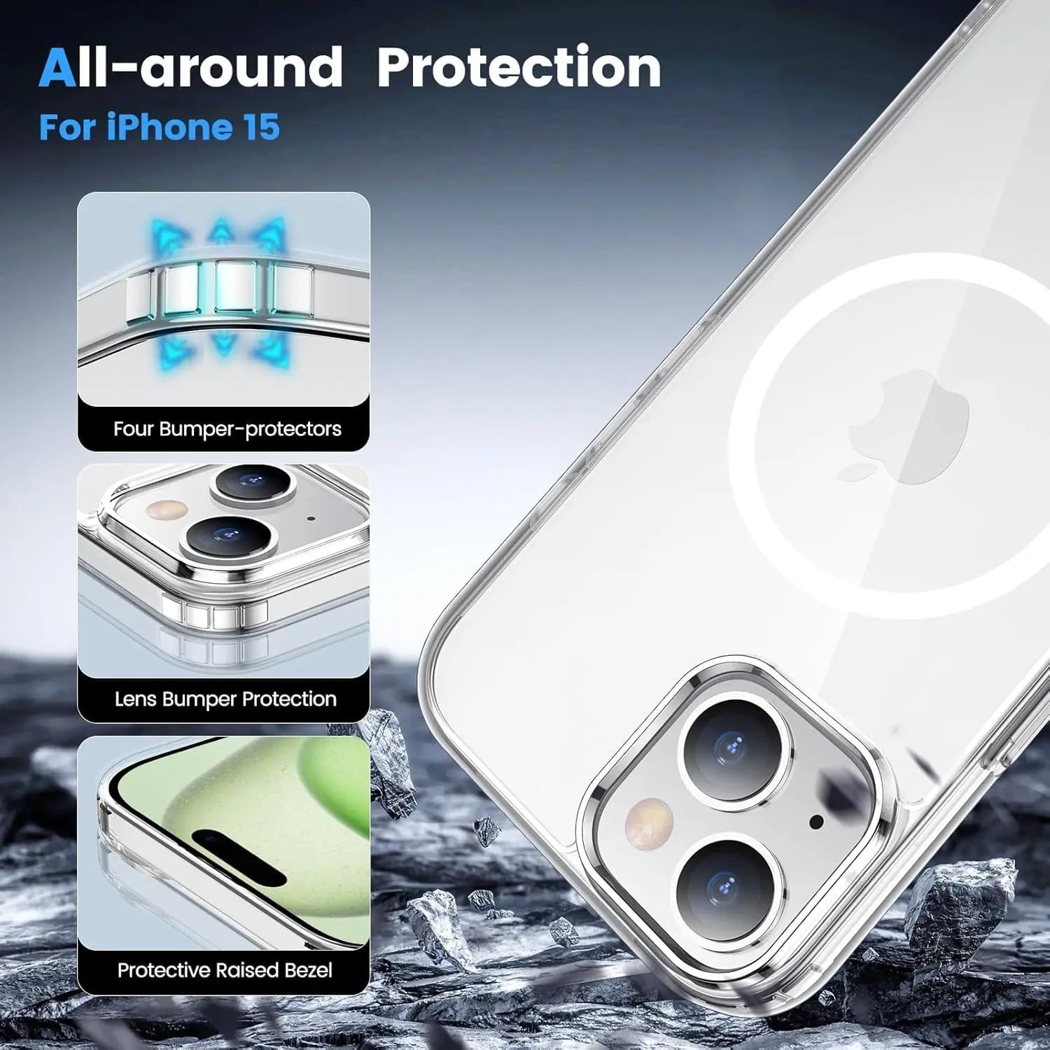 Entronix Bundle Compatible with iPhone 13 Mini - [Magnetic] Clear Case & 1 Clear Screen Protector