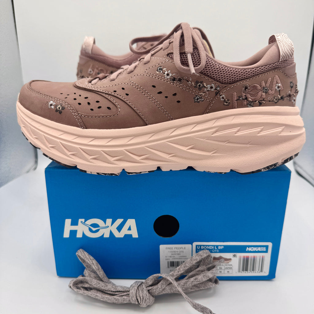Hoka Bondi L Leather Embroidered Sneakers Unisex BP Vibrant Bloom
