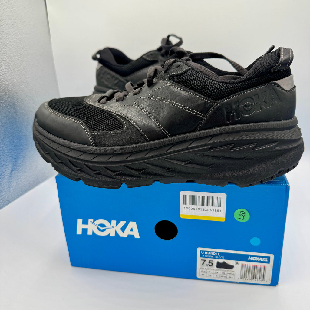 Hoka Bondi Leather L U Unisex Black Raven Sneakers All Gender BRVN
