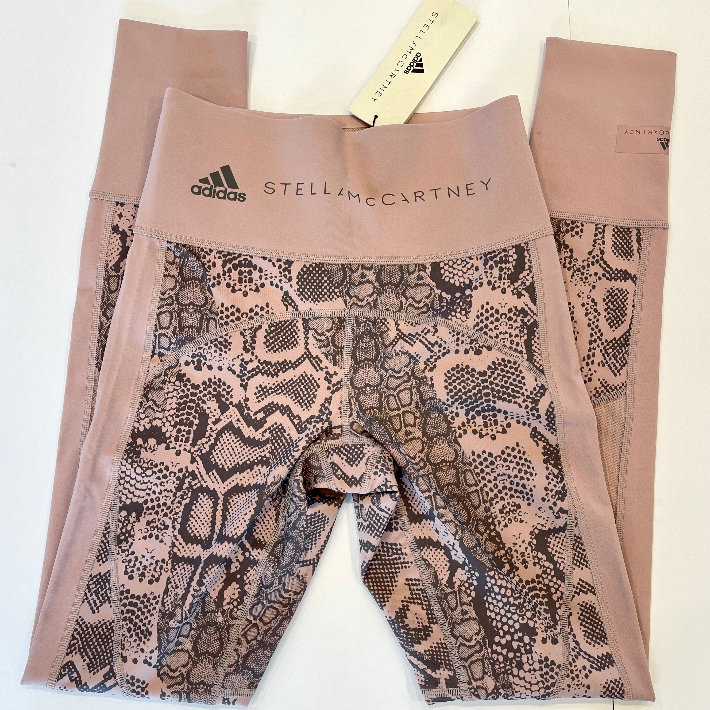 Stella McCartney Adidas Train BT Athletic Leggings in Mauve Tan Snake Brown
