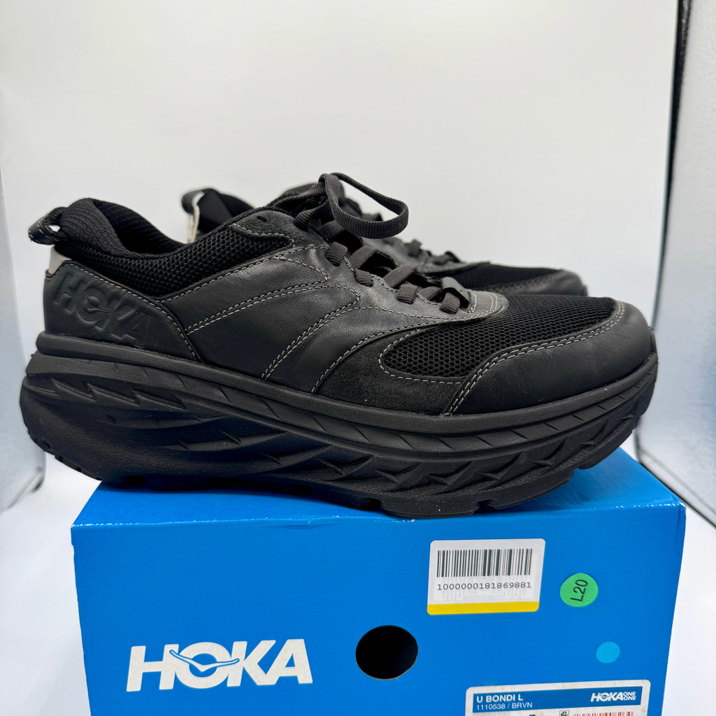 Hoka Bondi Leather L U Unisex Black Raven Sneakers All Gender BRVN