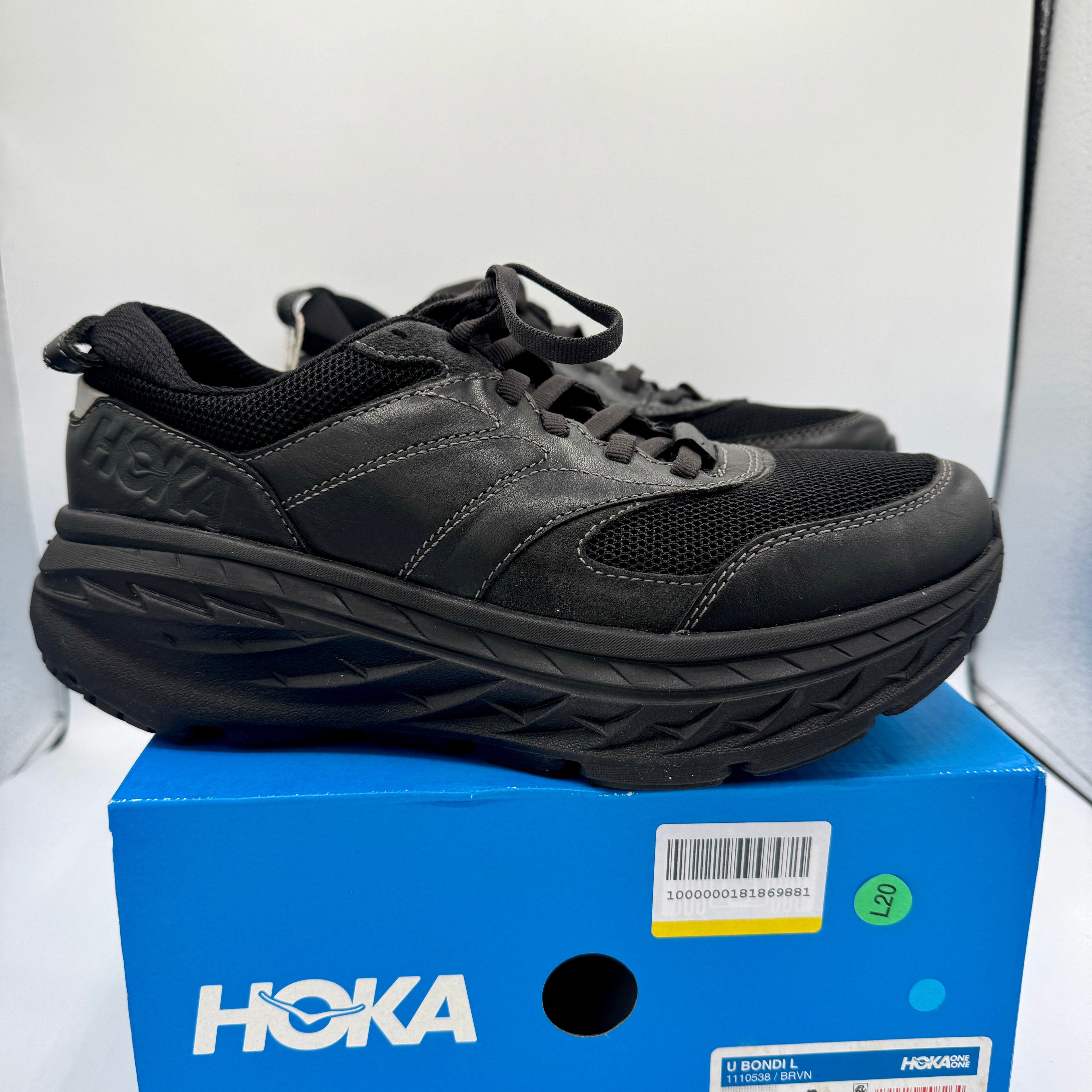 Hoka Bondi Leather L U Unisex Black Raven Sneakers All Gender BRVN
