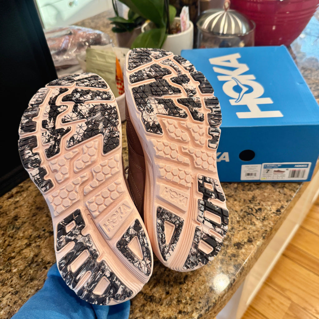 Hoka Bondi L Leather Embroidered Sneakers Unisex BP Vibrant Bloom