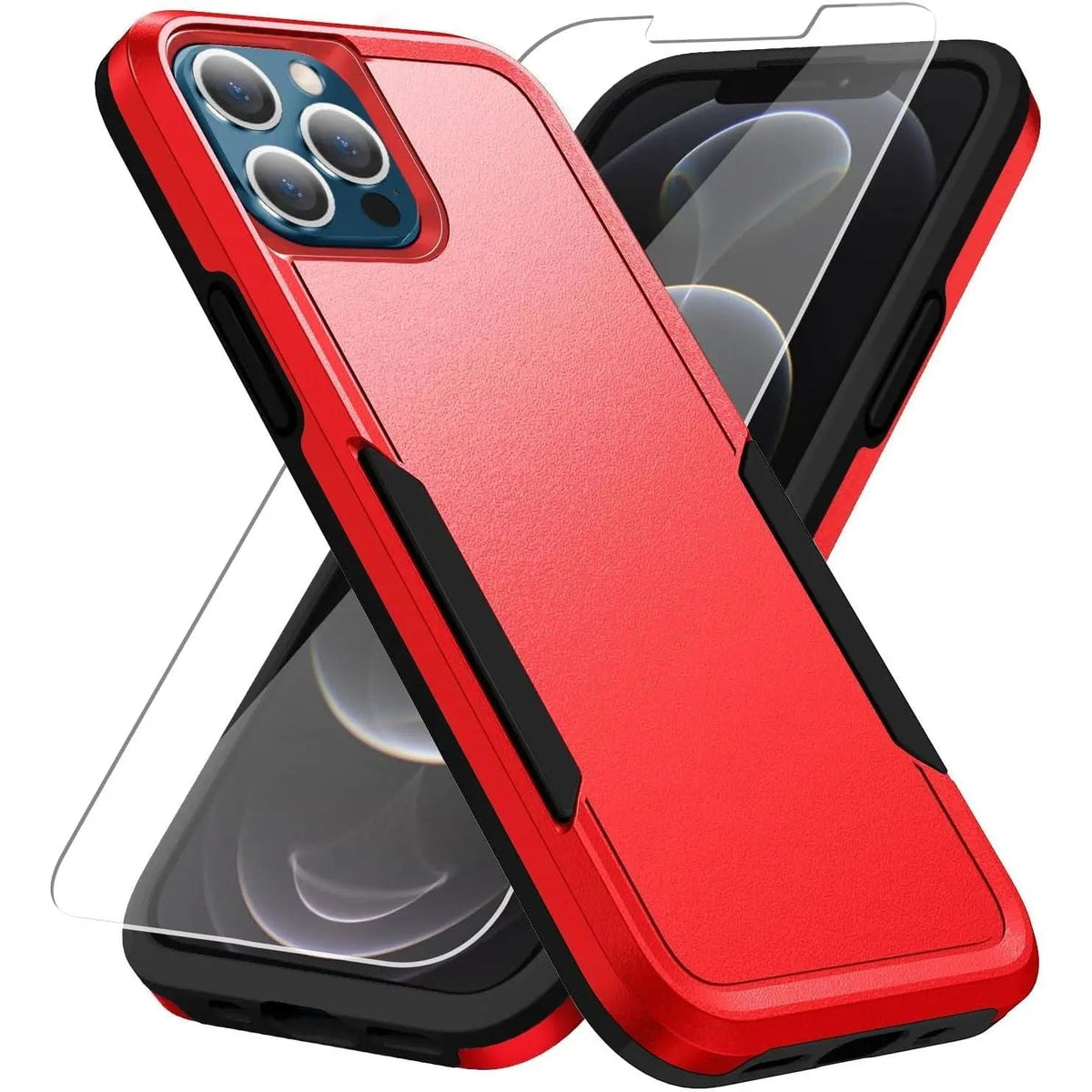 Entronix Bundle Compatible with iPhone 15 Pro - Soft-Touch Dual-Layer Case & 1 Clear Screen Protector