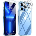 Entronix Bundle Compatible with iPhone 13 Pro - [Hard Back] Clear Case, 2 Clear Screen Protector & 2 Camera Lens Protectors