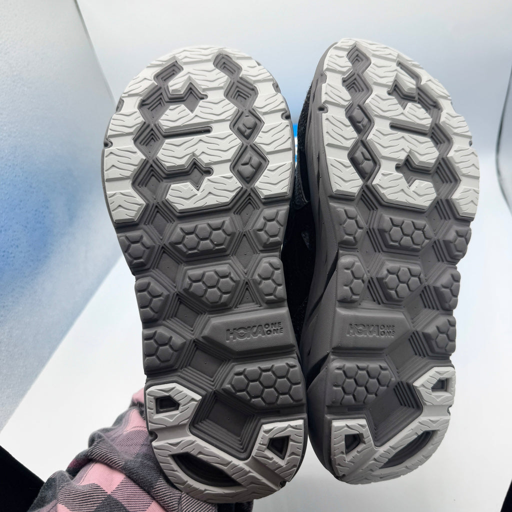 Hoka Clifton Elite Terrain System L Suede Leather Black Grey Unisex Sneakers