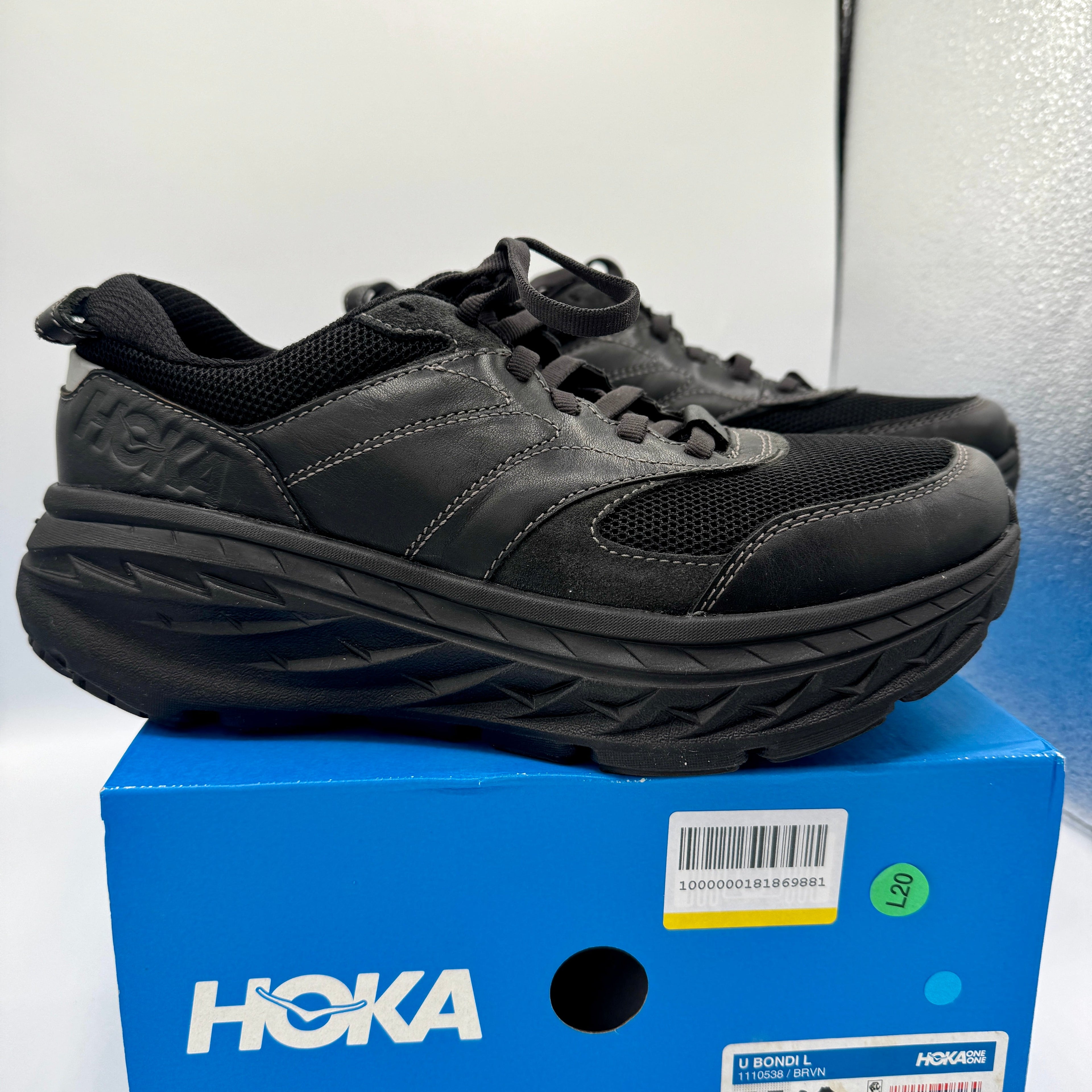 Hoka Bondi Leather L U Unisex Black Raven Sneakers All Gender BRVN