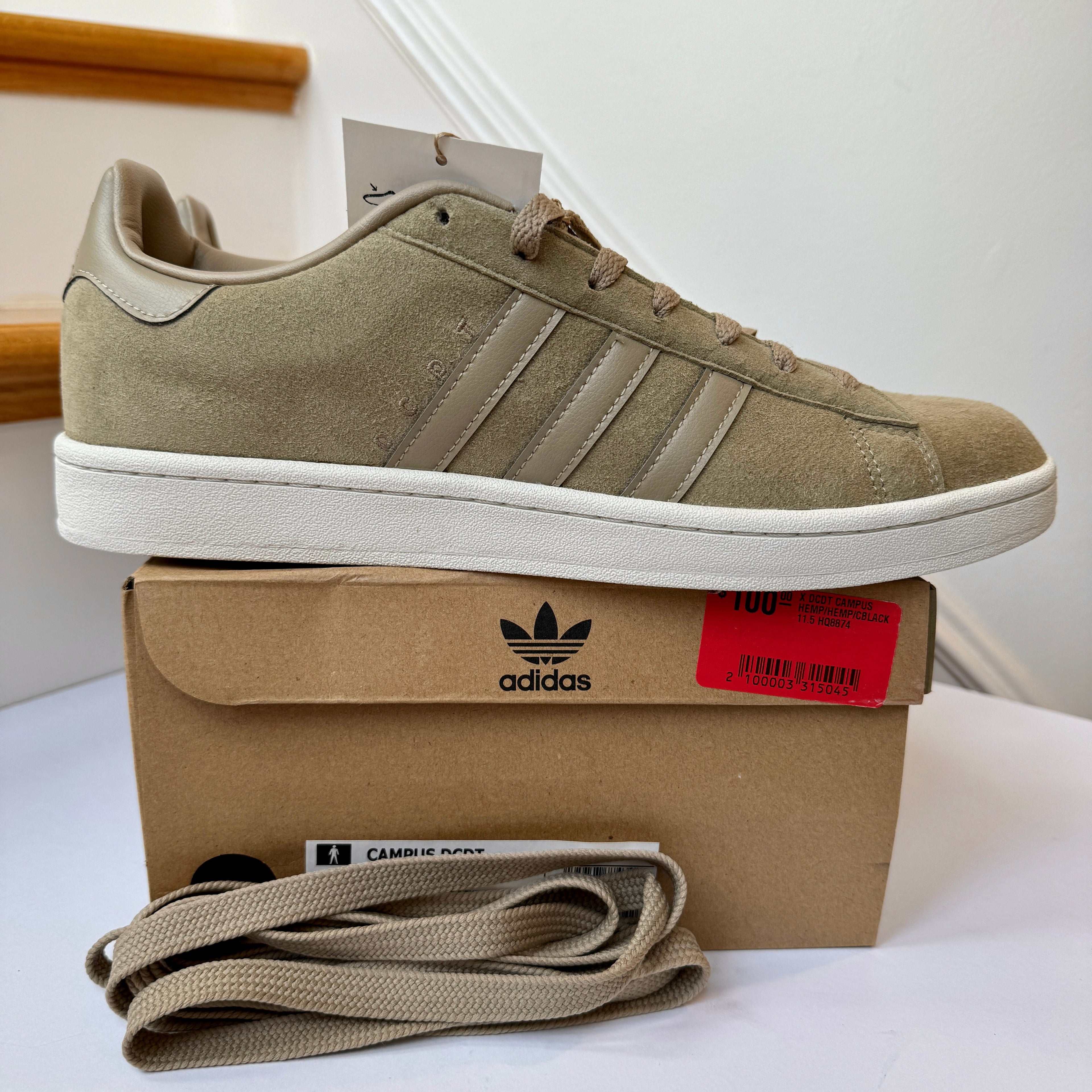 Adidas x DCDT Campus Collab sneakers hemp light brown beige shoes leather