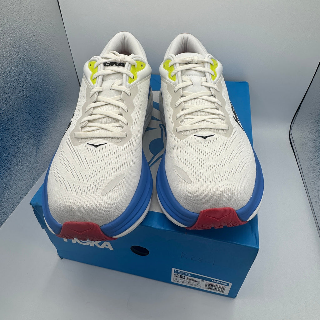 Hoka Bondi 8 Men’s Running Shoes in Blanc De Blanc White / Virtual Blue