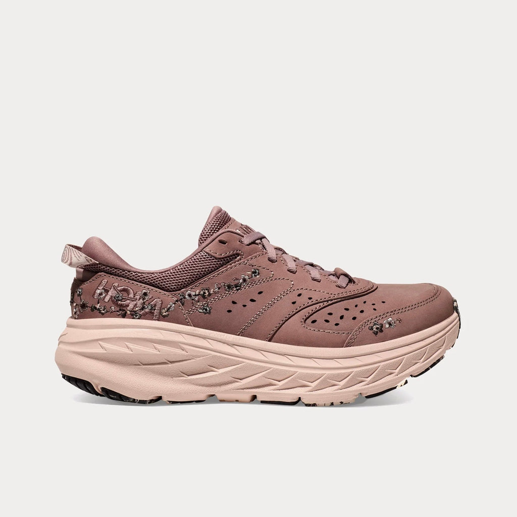 Hoka Bondi L Leather Embroidered Sneakers Unisex BP Vibrant Bloom
