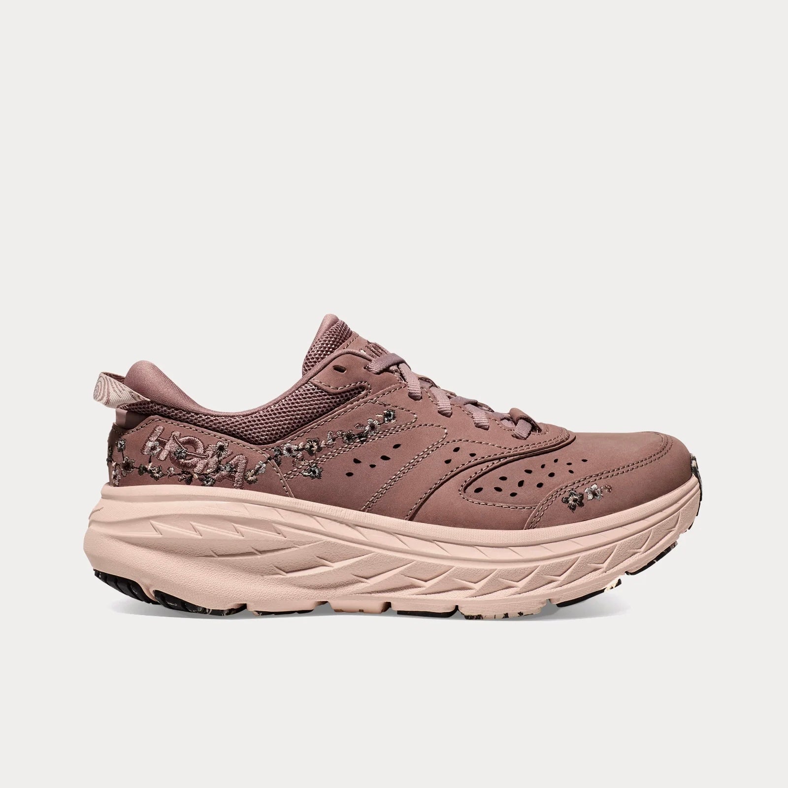 Hoka Bondi L Leather Embroidered Sneakers Unisex BP Vibrant Bloom