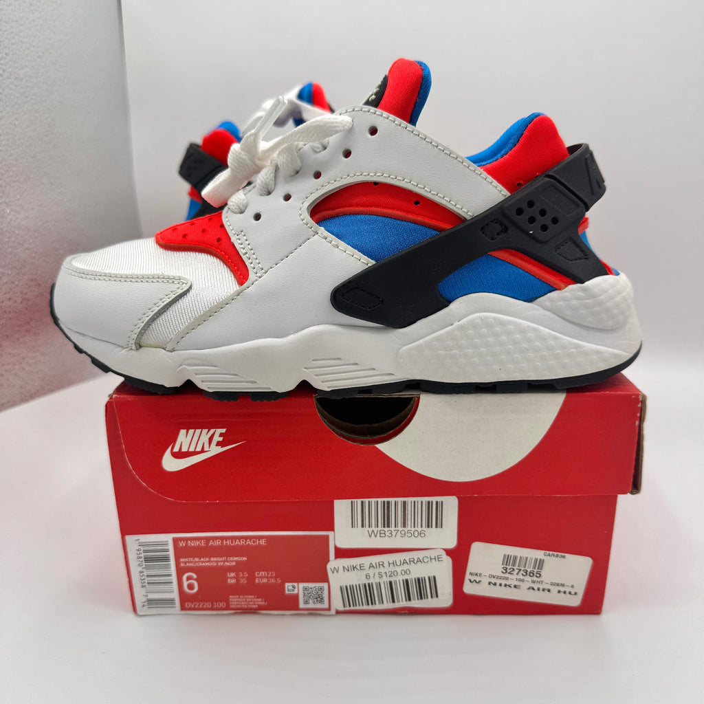 Nike Hurache Women’s Sneakers in White Bright Crimson / Photo Blue / Black