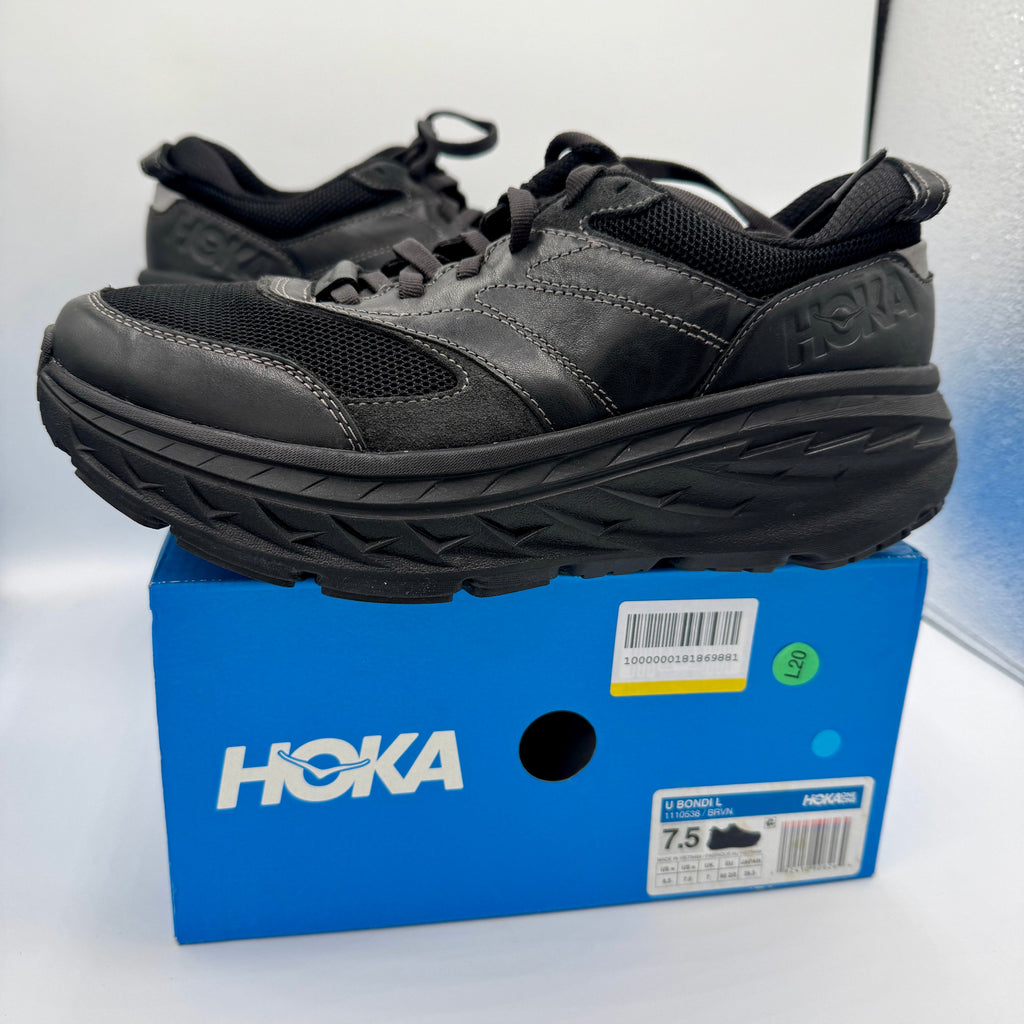 Hoka Bondi Leather L U Unisex Black Raven Sneakers All Gender BRVN