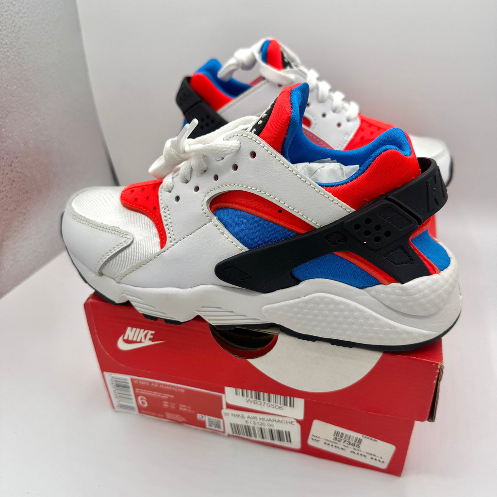 Nike Hurache Women’s Sneakers in White Bright Crimson / Photo Blue / Black