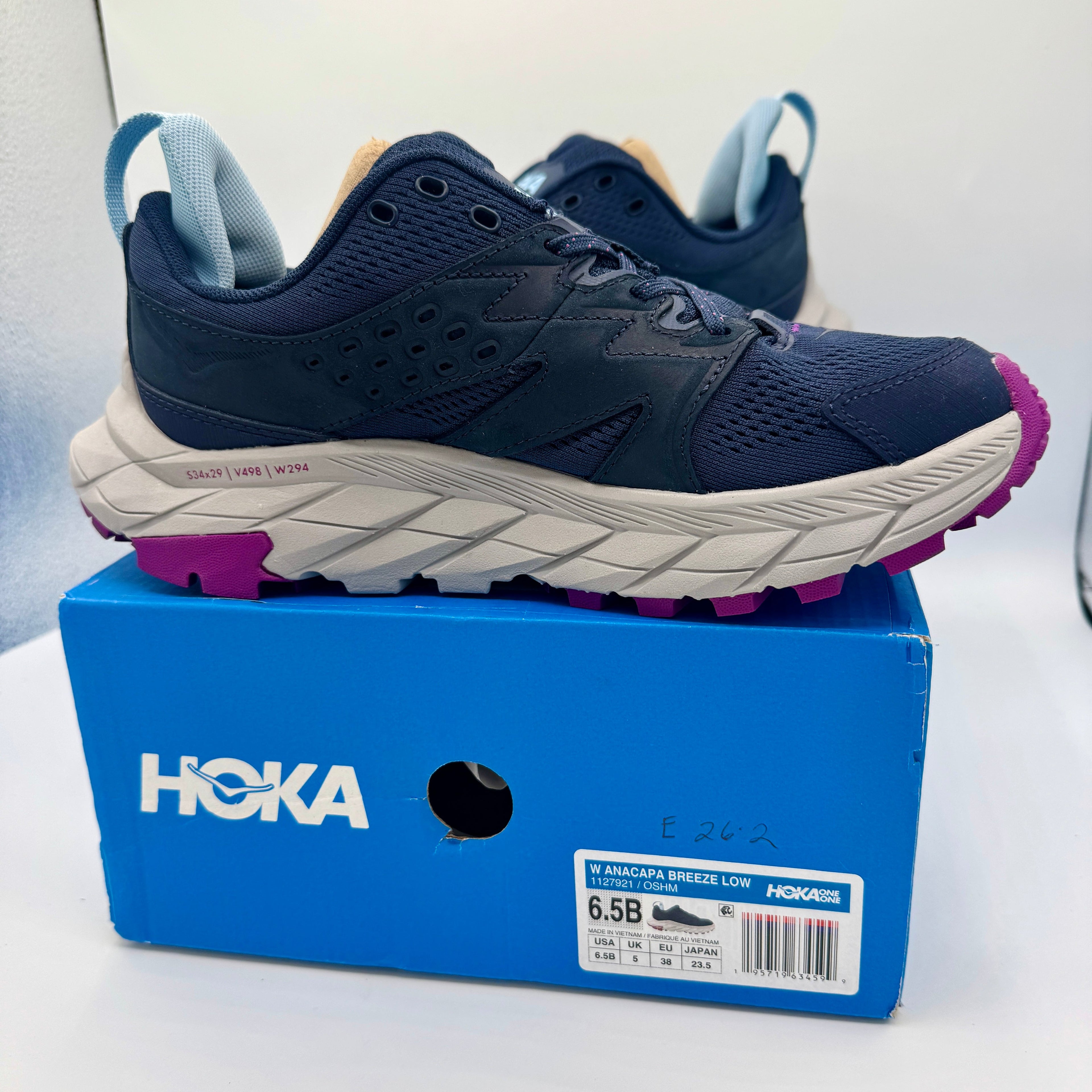 Hoka Anacapa Breeze Low Women’s Hiking Shoes in Outer Space / Harbor Mist