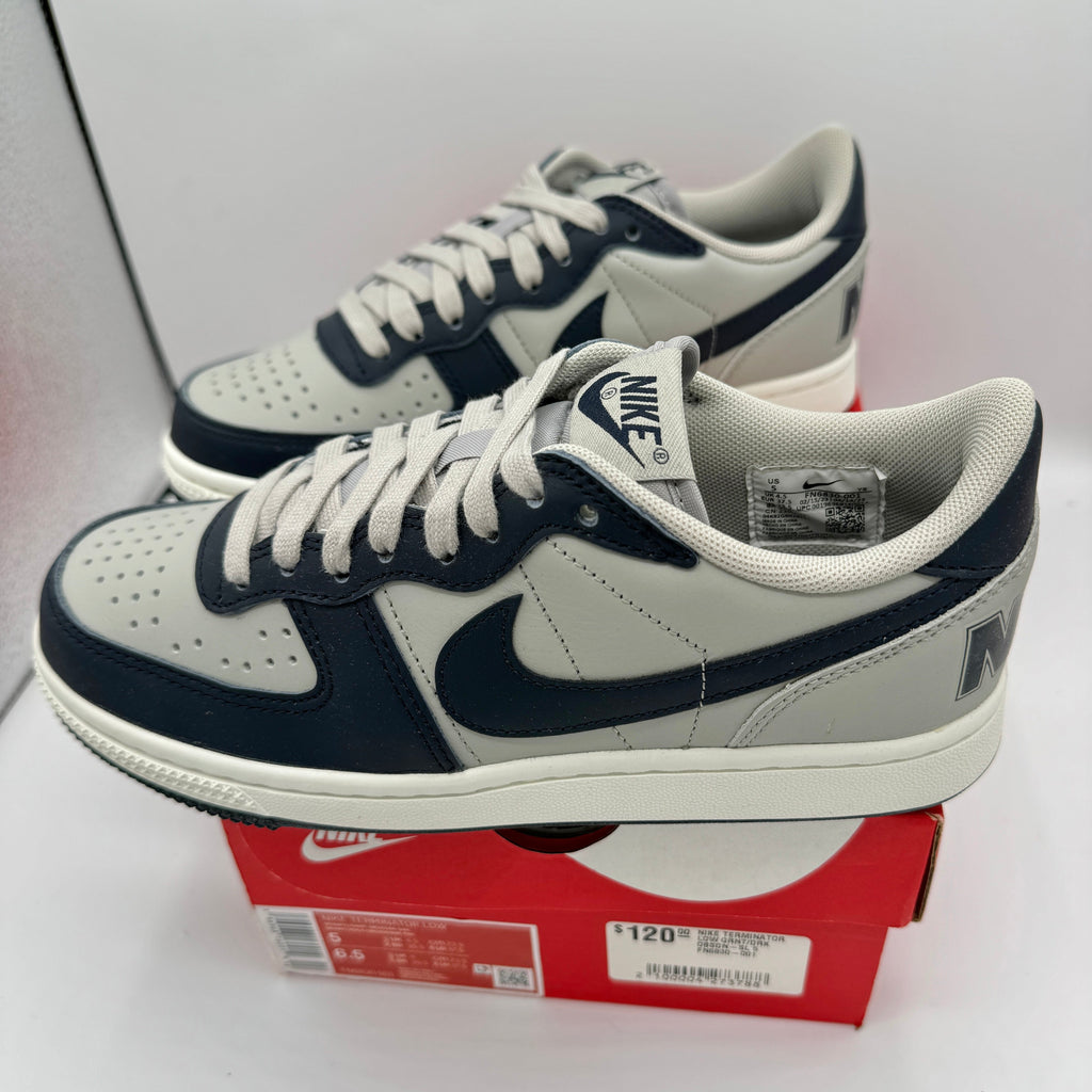 Nike Terminator Low Shoes Granite Grey Dark Obsidian Sail Navy Blue UNISEX