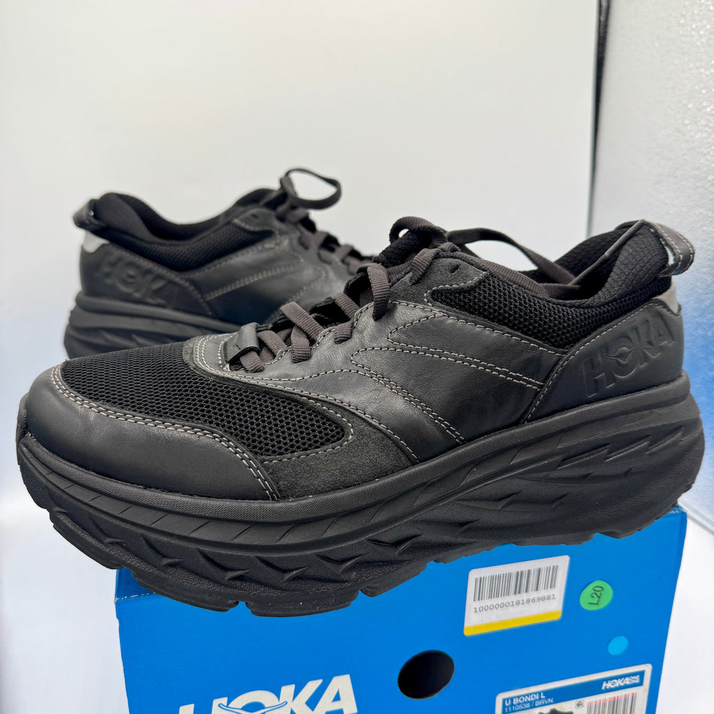 Hoka Bondi Leather L U Unisex Black Raven Sneakers All Gender BRVN