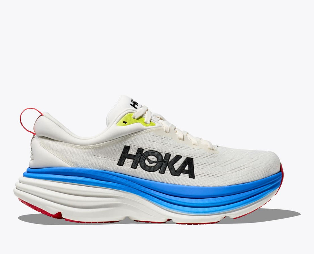 Hoka Bondi 8 Men’s Running Shoes in Blanc De Blanc White / Virtual Blue