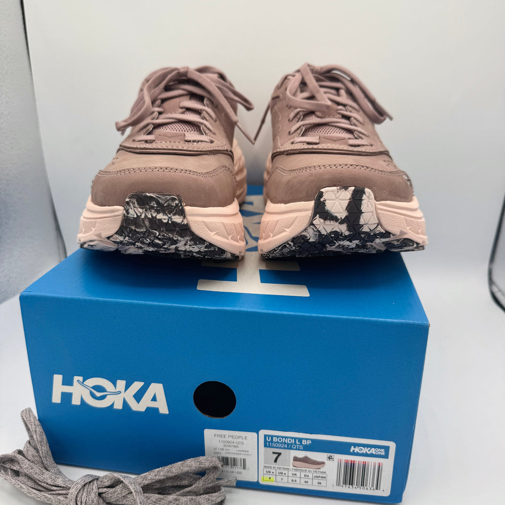Hoka Bondi L Leather Embroidered Sneakers Unisex BP Vibrant Bloom