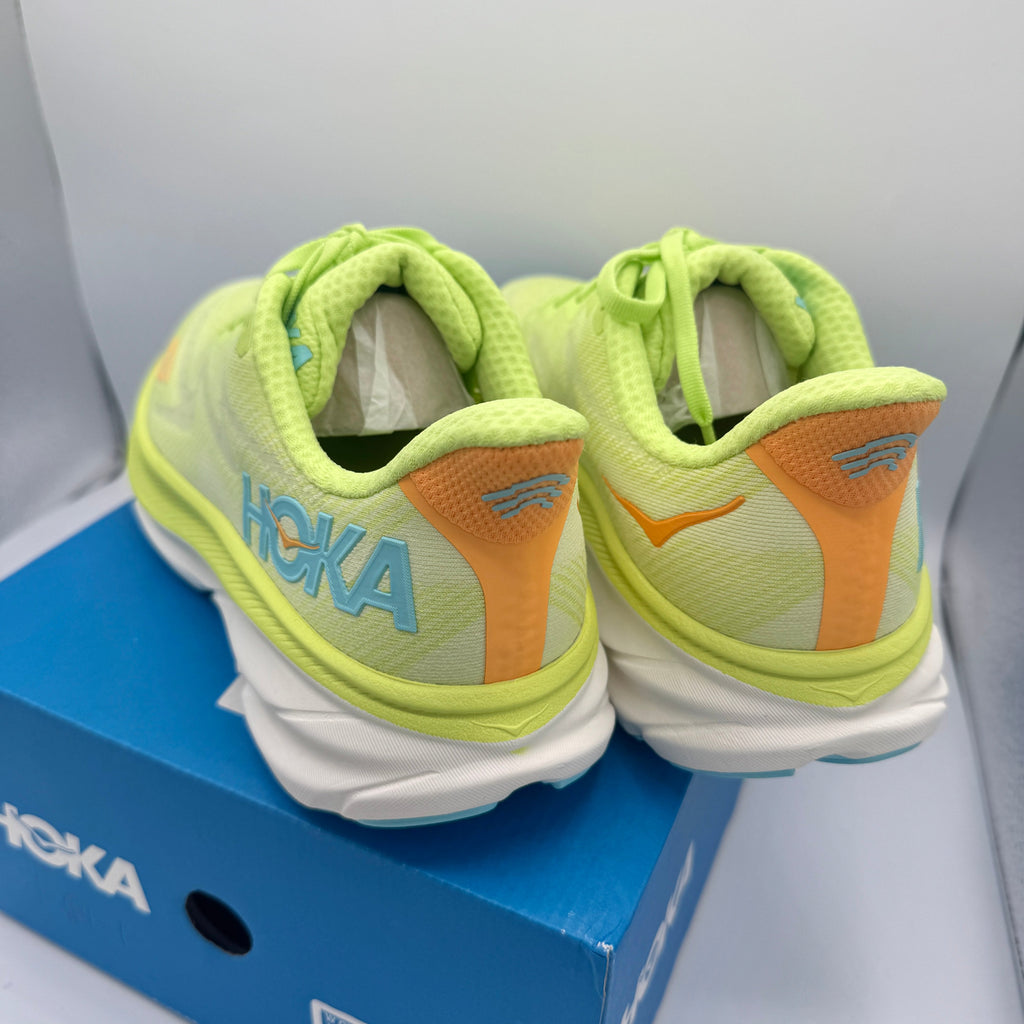 Hoka Clifton 9 Women’s Running Athletic Shoes in Yellow Lettuce Solar Flare