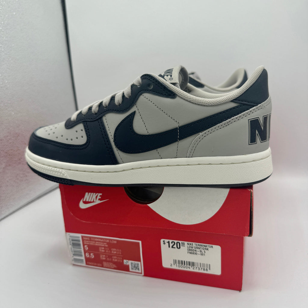 Nike Terminator Low Shoes Granite Grey Dark Obsidian Sail Navy Blue UNISEX