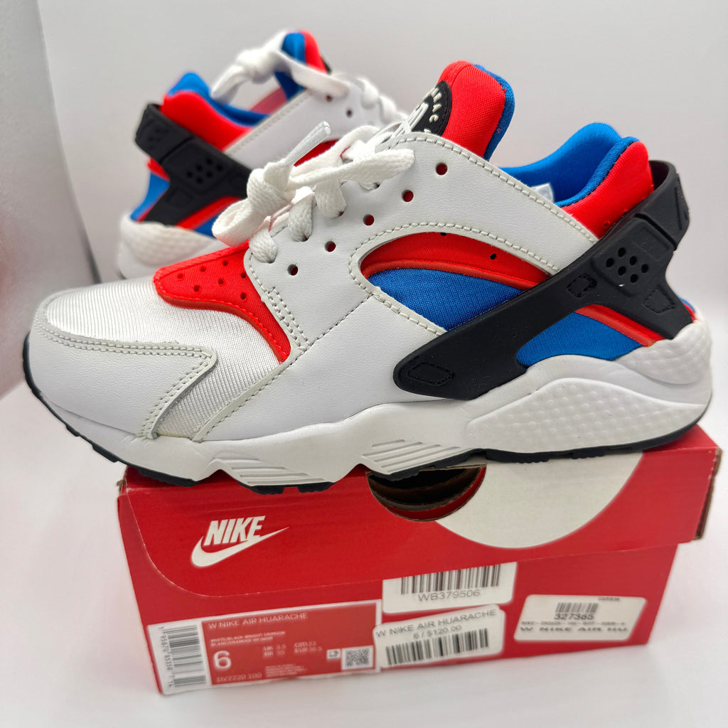 Nike Hurache Women’s Sneakers in White Bright Crimson / Photo Blue / Black