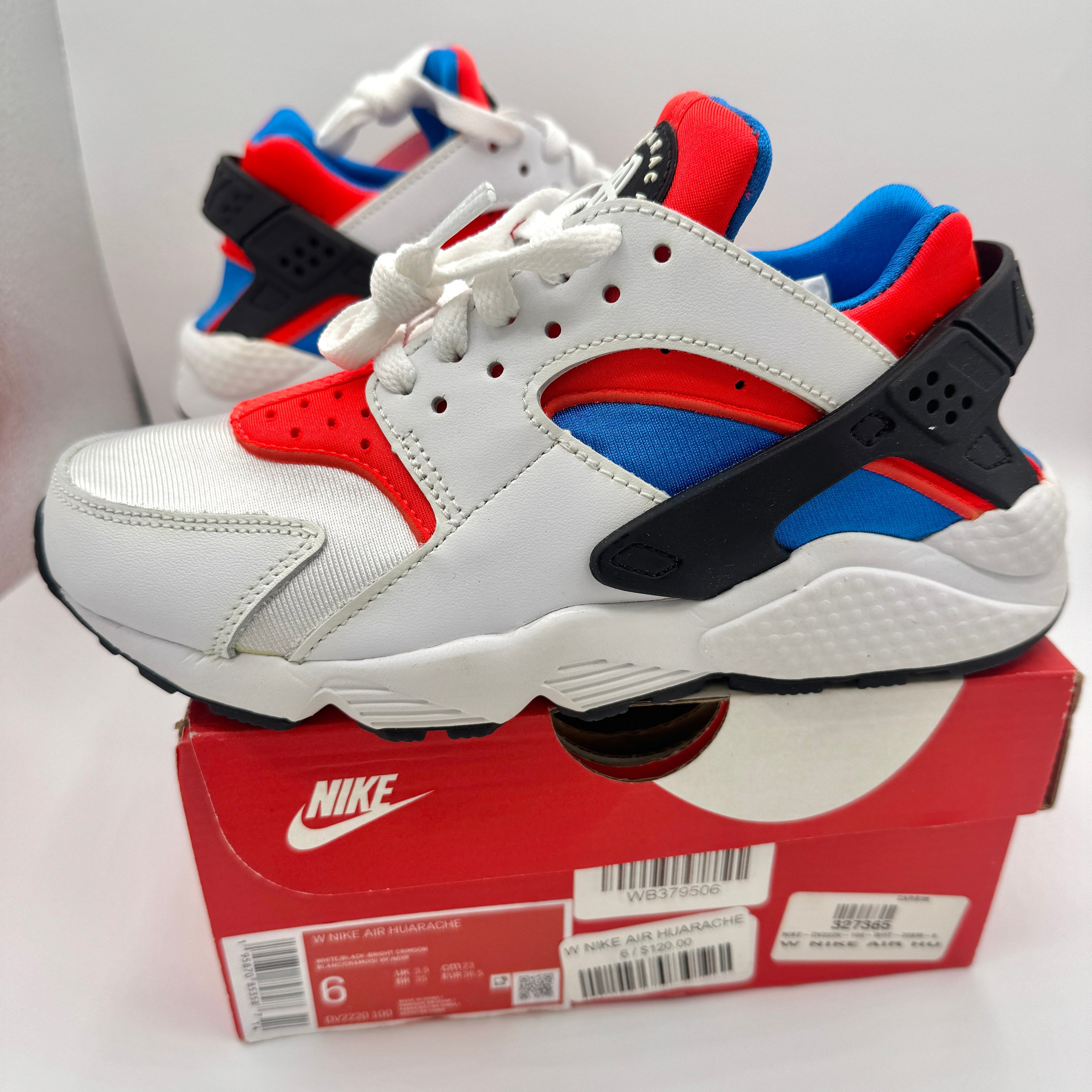 Nike Hurache Women’s Sneakers in White Bright Crimson / Photo Blue / Black